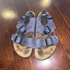 women’s navy birkenstock milano sandals